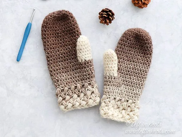 crochet Coffee Bean Mittens free pattern