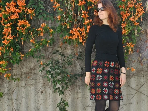 Crocheted Granny-squares skirt