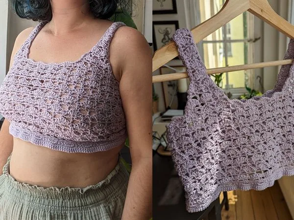 crochet Shell Stitch Crop Top free pattern