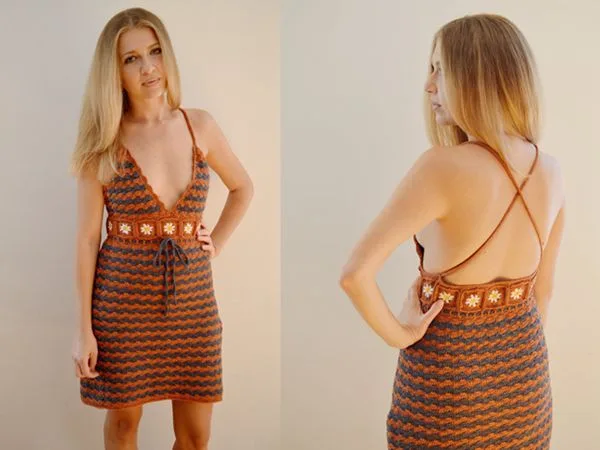 crochet Criss-Cross Floral Dress easy pattern