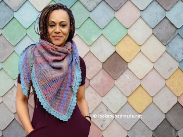 crochet Hide and Seek in the Hydrangeas Shawl free pattern