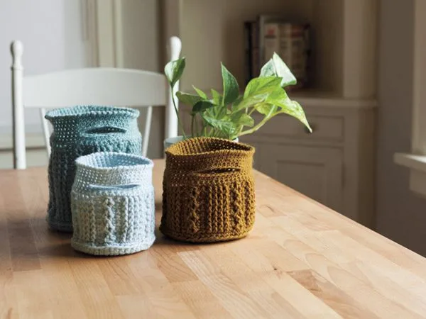 Crochet Cable Baskets Pattern