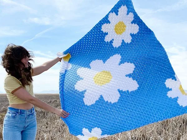 crochet The Daisy Day Throw free pattern