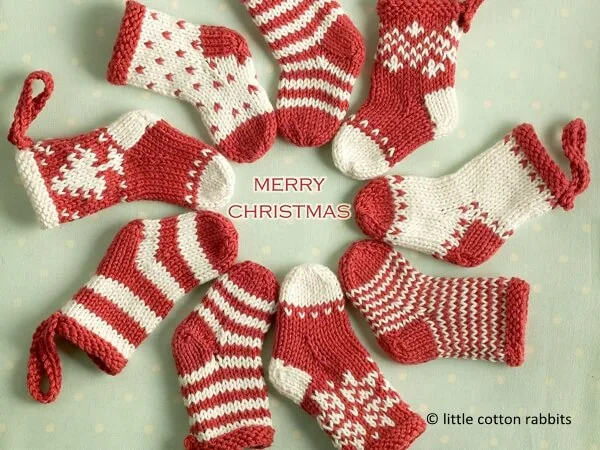 knitted mini christmas stockings