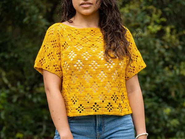 crochet Daisy Tee free pattern