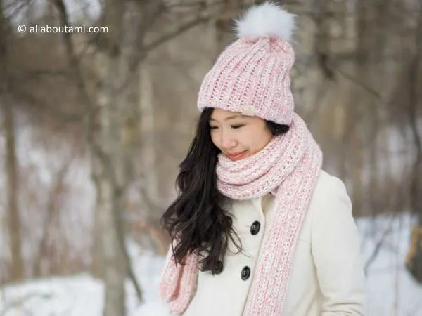 Snow Puff Ribbed Beanie