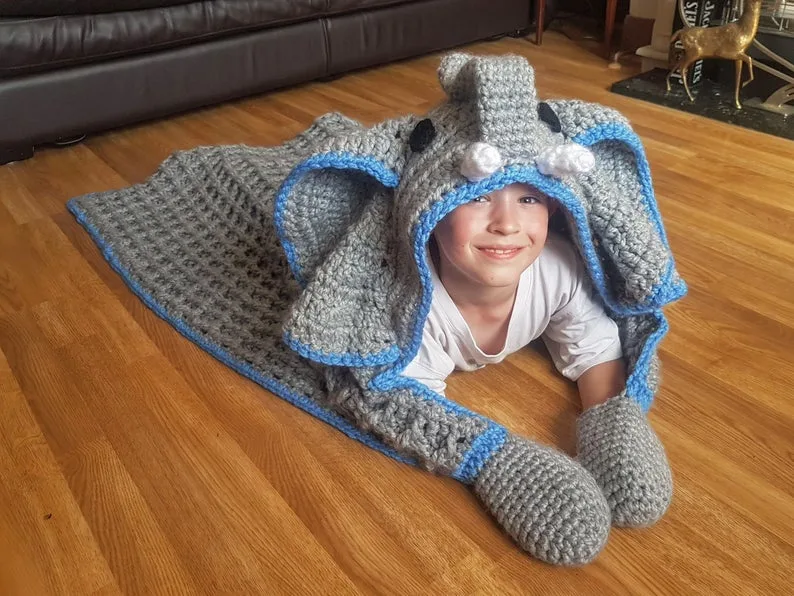 2 in 1 Elephant Hooded Blanket