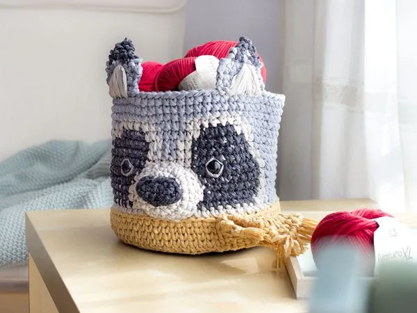 Tapestry Raccoon Basket