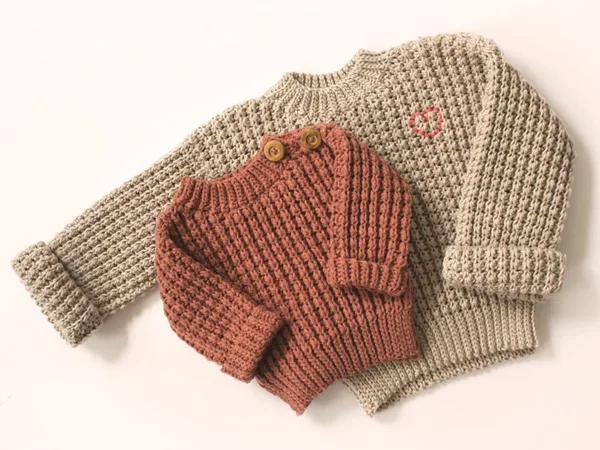 crochet The Weekend Waffle Baby Sweater easy pattern