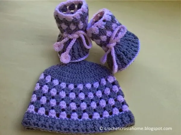 Baby Booties And Hat