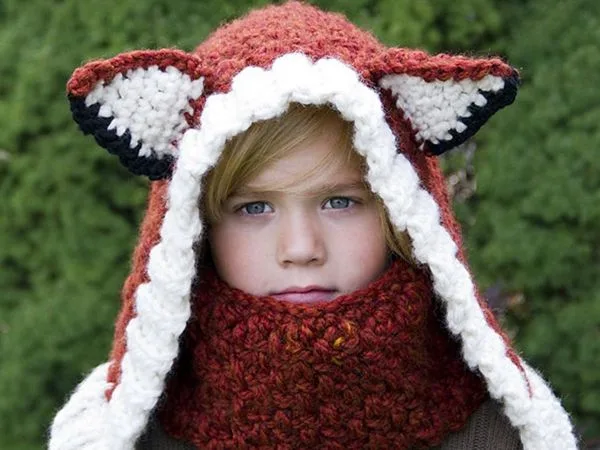 crochet Fox Cowl and Hood easy pattern