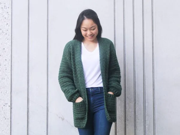 EASY POCKET CROCHET CARDIGAN free pattern
