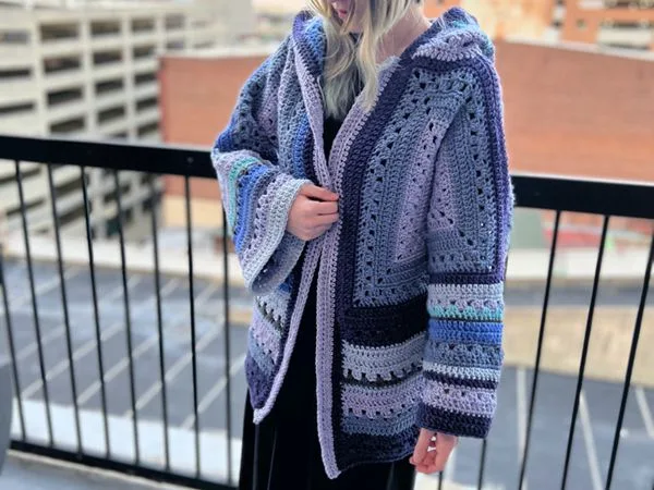 crochet 6-Day Hexagon Cardigan free pattern