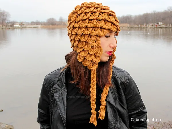 Crocodile Stitch Earflap Hat