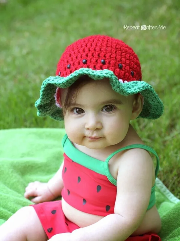 Crochet Watermelon Sun Hat