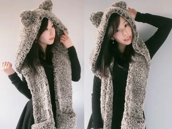 CROCHET Hooded Timber Wolf Scarf free pattern