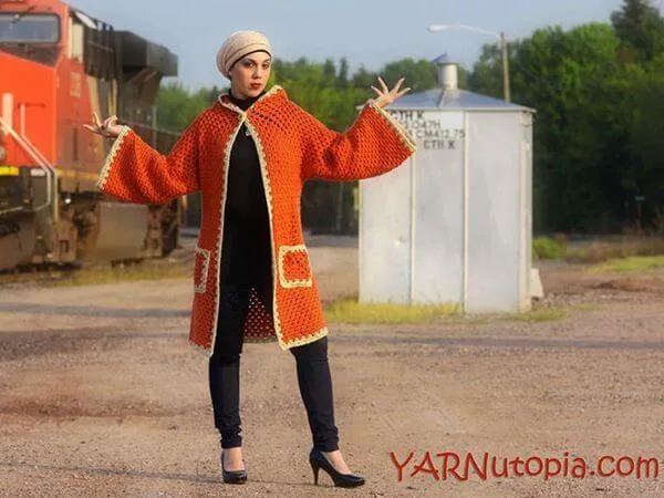 Hexagonal Granny Hooded Cardigan