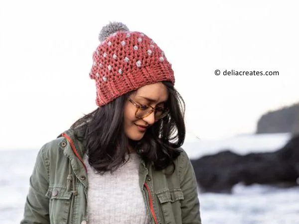 Puff Dot Crochet Beanie