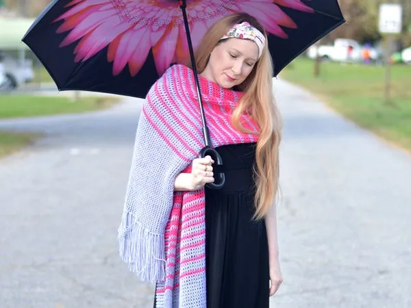 crochet Tunisian Fade Shawl free pattern
