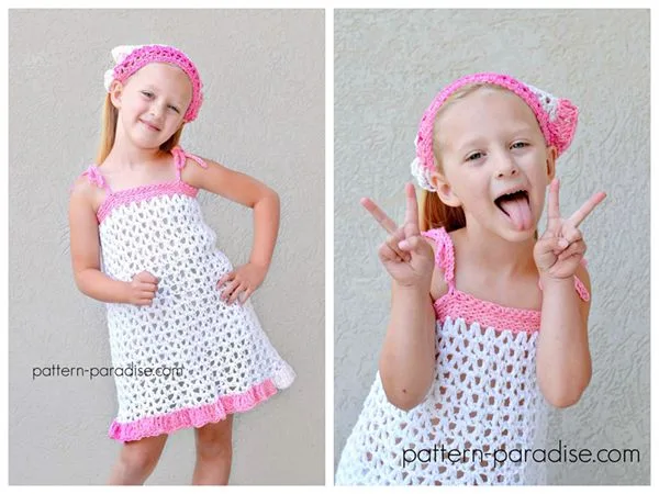 free crochet Summer Cheer Dress and Kerchief Set free pattern