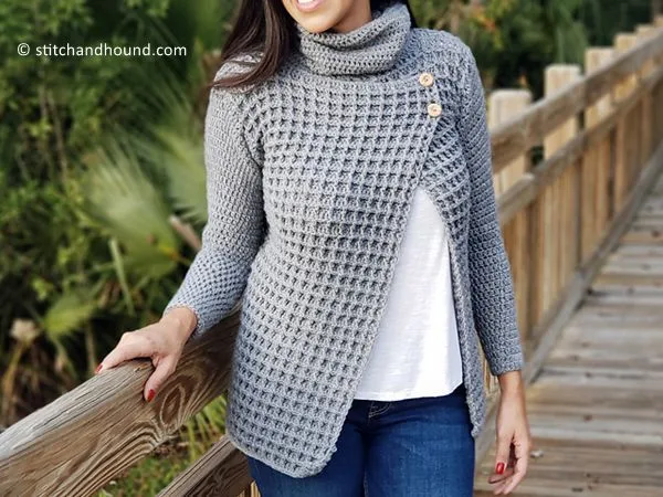 crochet Breakfast in Bed Waffle Stitch Sweater free pattern