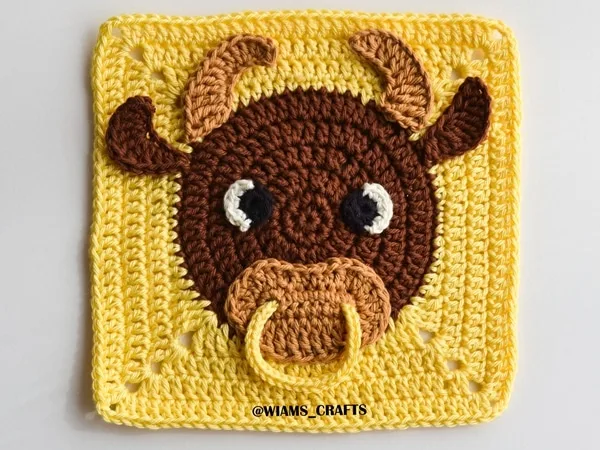 crochet Year of The Ox Granny Square free pattern