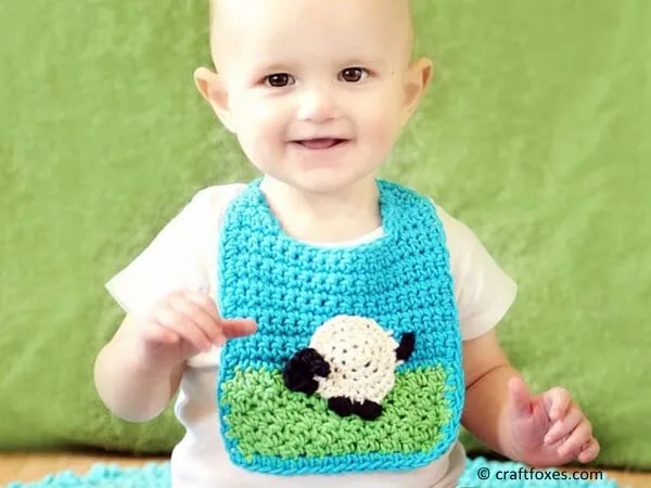 Baby Bib with Sheep Applique