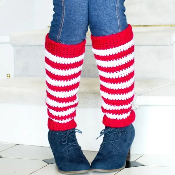 Adult Candy Cane Leg Warmers Crochet Pattern 7