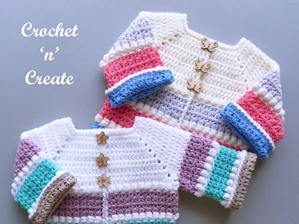crochet Bobble In-between Baby Cardigan free pattern