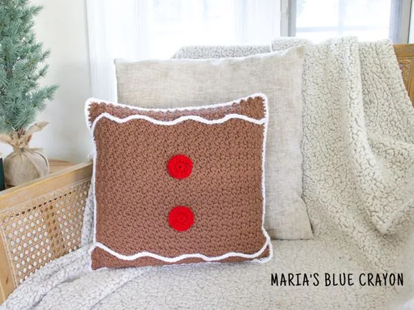 crochet GINGERBREAD PILLOW free pattern