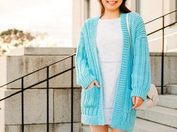 crochet Palermo Ribbed Cardigan free pattern