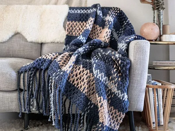 crochet Wildwood Plaid Blanket free pattern