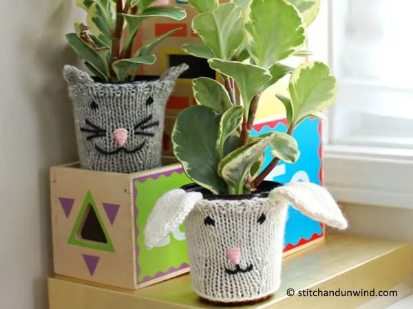 Knit Animal Pot Cozies