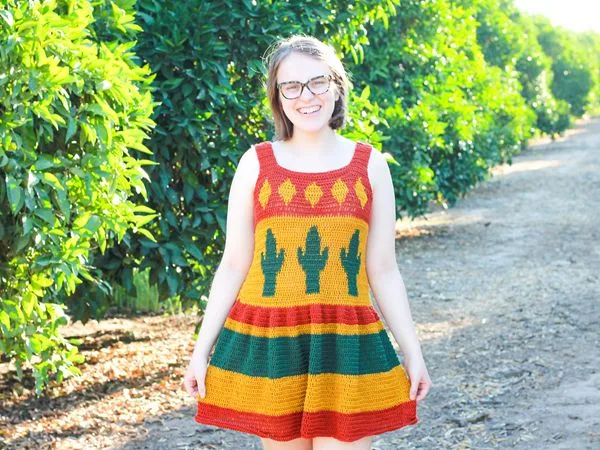 crochet Desert Cactus Top and Dress free pattern