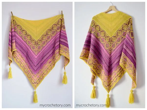 crochet Carina Mosaic Shawl free pattern