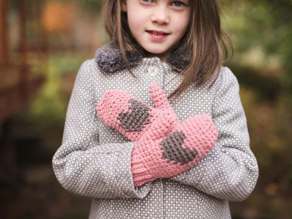Heart Mittens for Kids