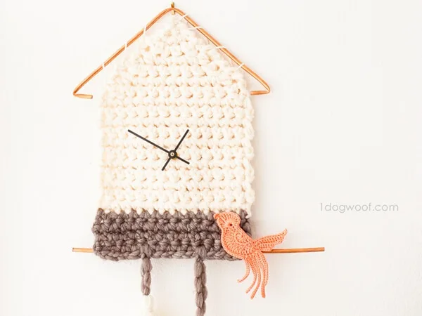 YARN CUCKOO CLOCK WALL HANGING