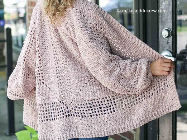 HEXAGON CROCHET CARDIGAN SWEATER