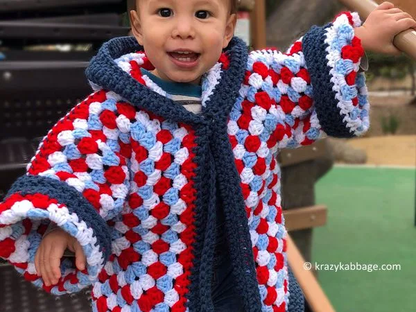 Hexagon Granny Square Hooded Cardigan