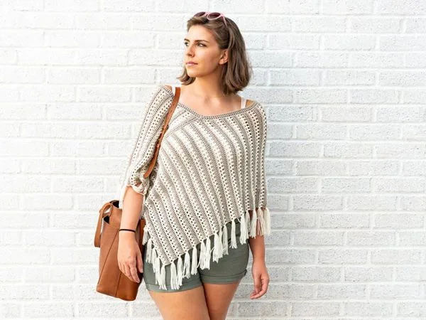 crochet Striped Duo Poncho free pattern