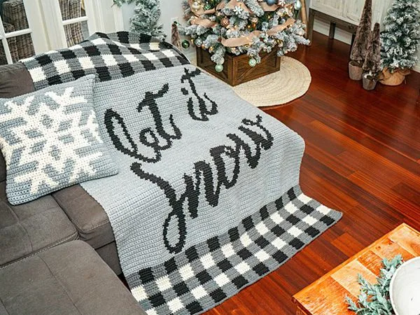 crochet LET IT SNOW CROCHET BLANKET free pattern