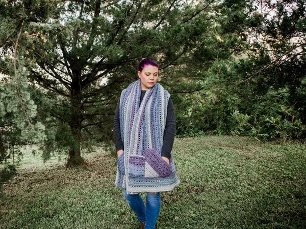 crochet Sugar Plum Pocket Wrap free pattern
