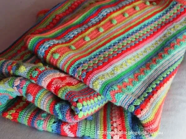 Mixed Stitch Stripey Blanket