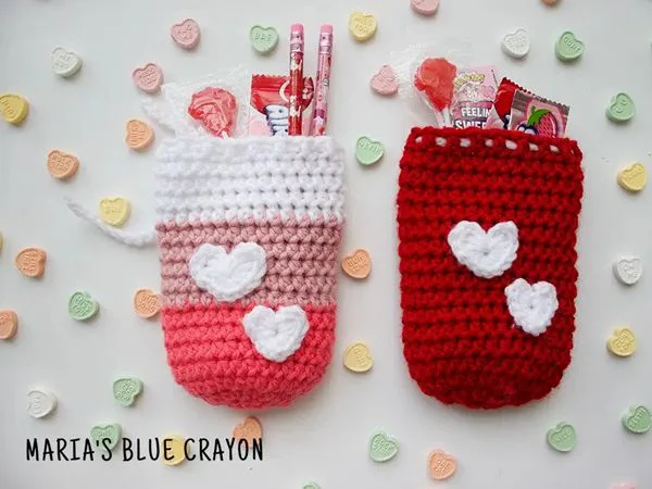 crochet VALENTINE TREAT BAG free pattern