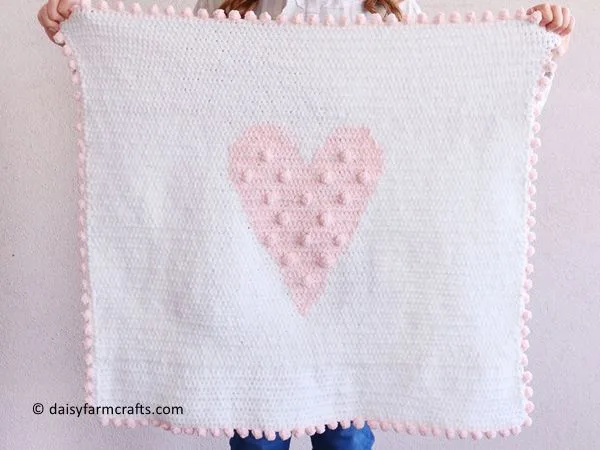 Crochet Polka Dot Heart Doll Blanket