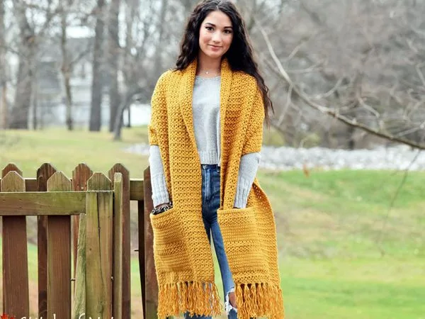 crochet The Pason Pocket Shawl easy pattern