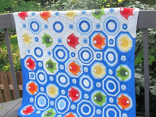 crochet Fish Baby Blanket free pattern