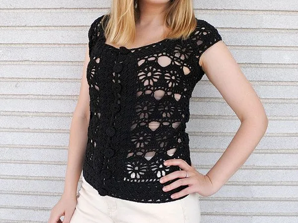 easy crochet Flower Cardigan free pattern