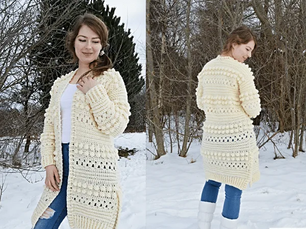 crochet Bobbles of Snow Cardigan free pattern