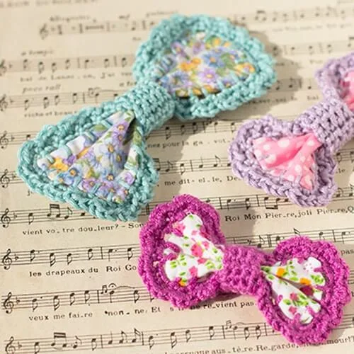 Crochet-edged Bow Barrettes